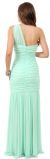 One Shoulder Shirred Mermaid Style Long Formal Prom Dress back in Mint